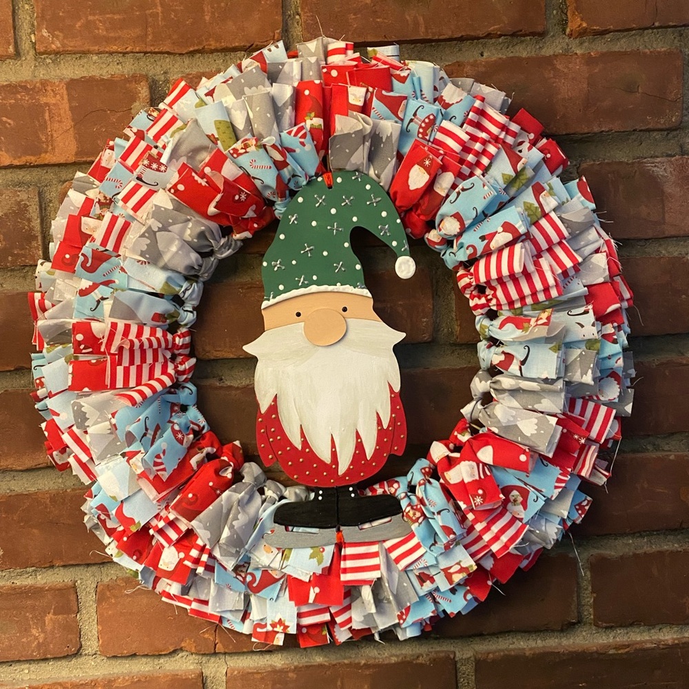 Gnome Christmas Rag Wreath